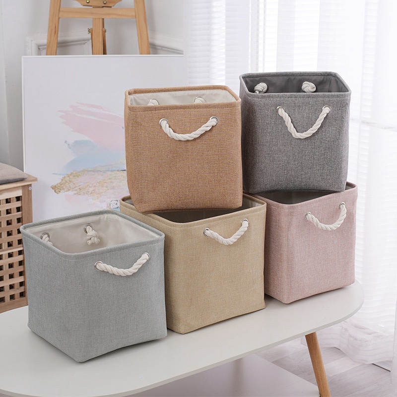 Linum Home Textiles - 2Pcs/Cotton and Linen Storage Box for