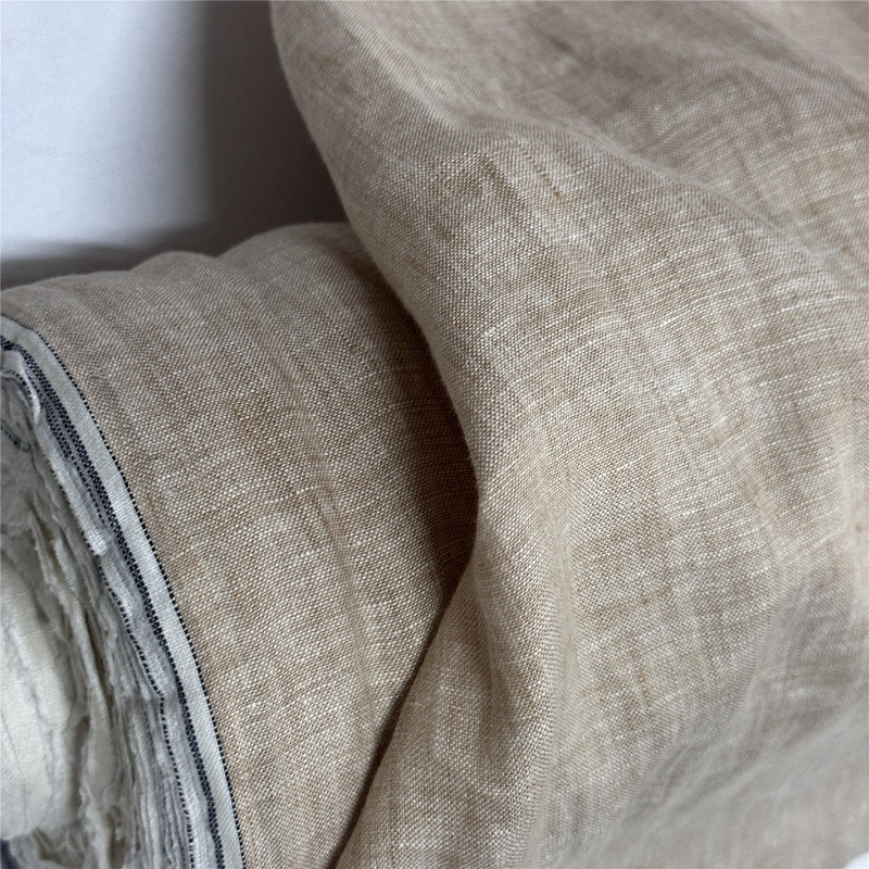 Linum Home Textiles - Light Brown Pure Linen Fabric Chinese