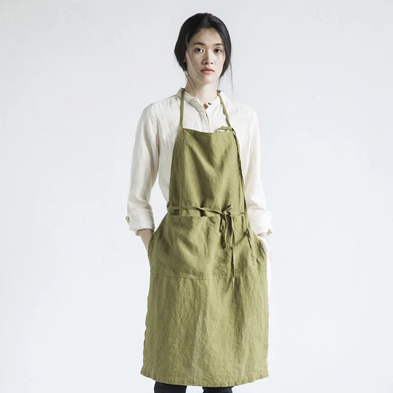 100% Pure Linen Apron Plain-co - Linum Home Textiles ulasan dan harga