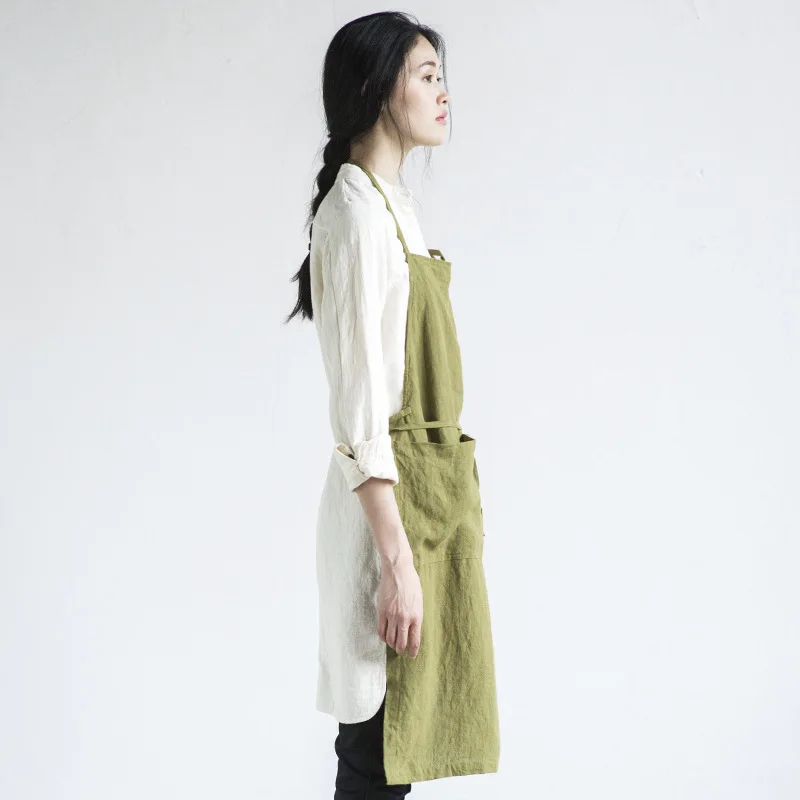 100% Pure Linen Apron Plain-co - Linum Home Textiles ulasan dan harga