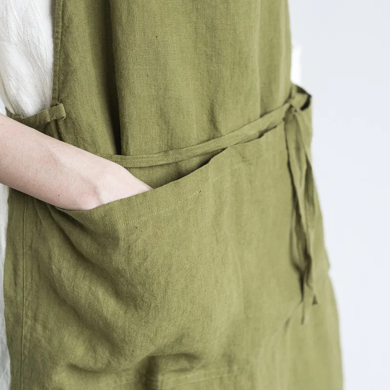100% Pure Linen Apron Plain-co - Linum Home Textiles ulasan dan harga