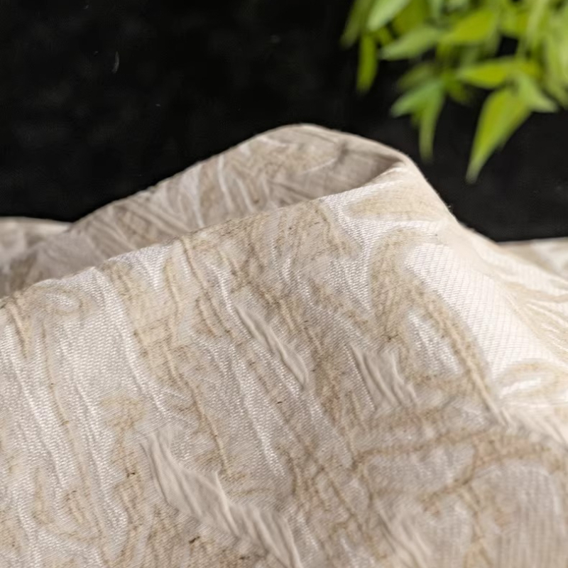 Beige Linen Jacquard Fabric Fl - Home Textiles Design ulasan dan harga
