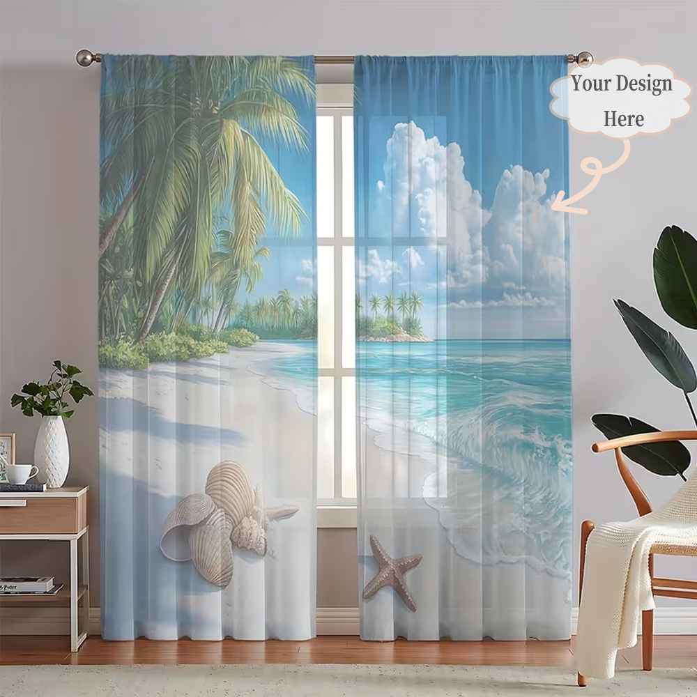 Custom 2D Flat 2pcs Sheer Curt - Home Textiles Design ulasan dan harga
