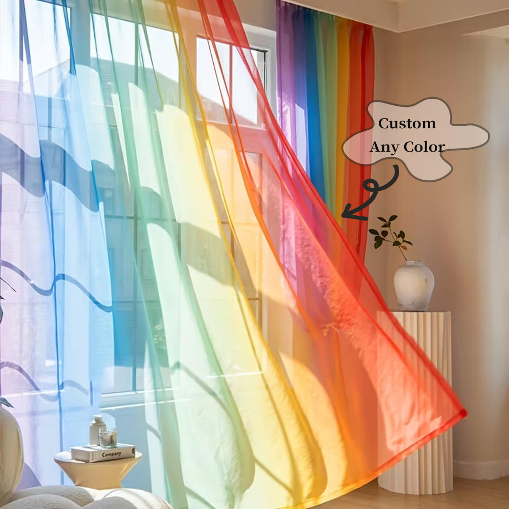 Custom 2D Flat 2pcs Sheer Curt - Home Textiles Design ulasan dan harga