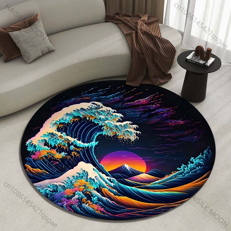 Retro Japanese Kanagawa Waves  - Japanese Home Textiles ulasan dan harga
