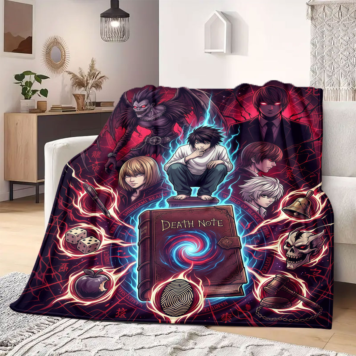 Death Note Radiant Print Flann - Home Textiles Notes ulasan dan harga