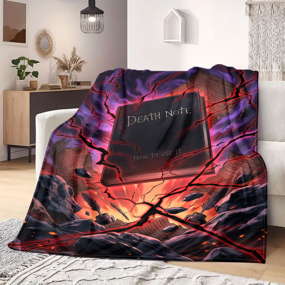 Death Note Radiant Print Flann - Home Textiles Notes ulasan dan harga