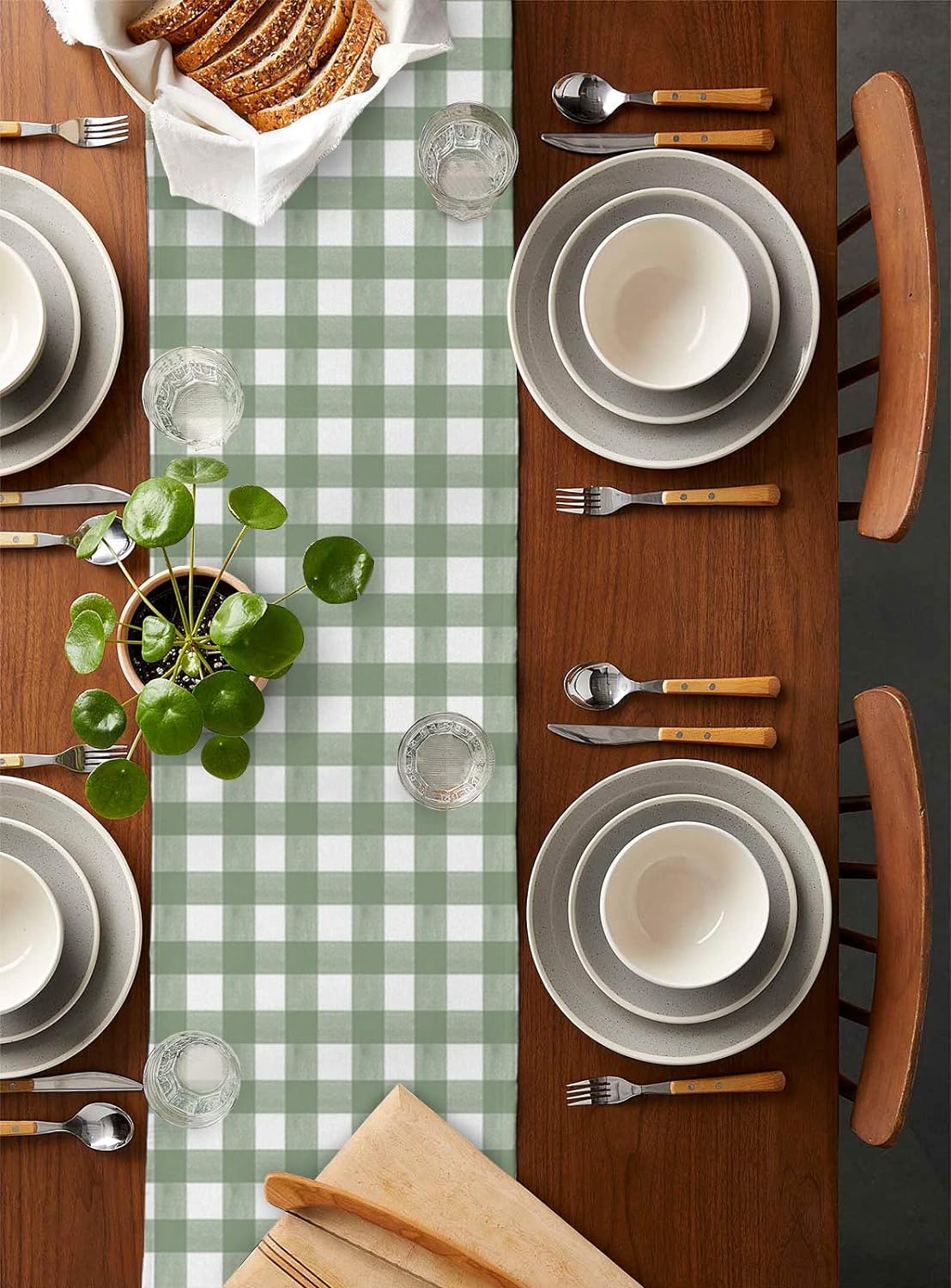 Green Buffalo Plaid Linen Tabl - Linum Home Textiles ulasan dan harga