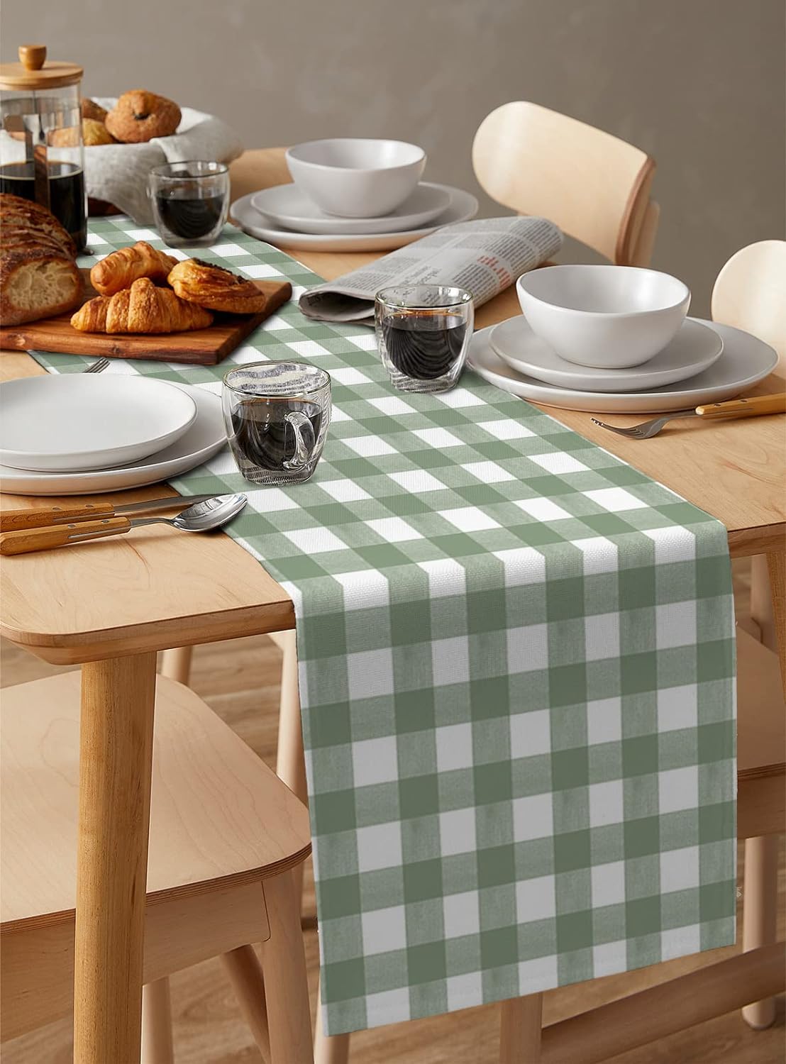 Green Buffalo Plaid Linen Tabl - Linum Home Textiles ulasan dan harga