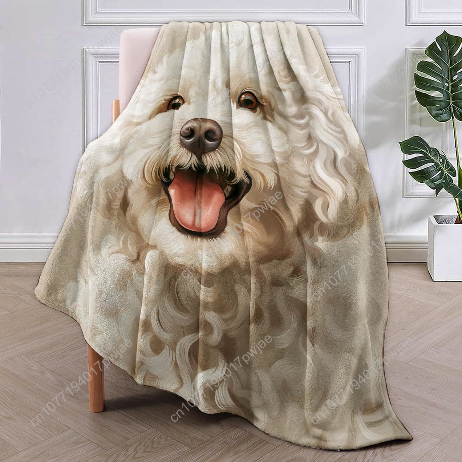 Joyful Poodle Portrait Blanket - Home Textiles Design ulasan dan harga