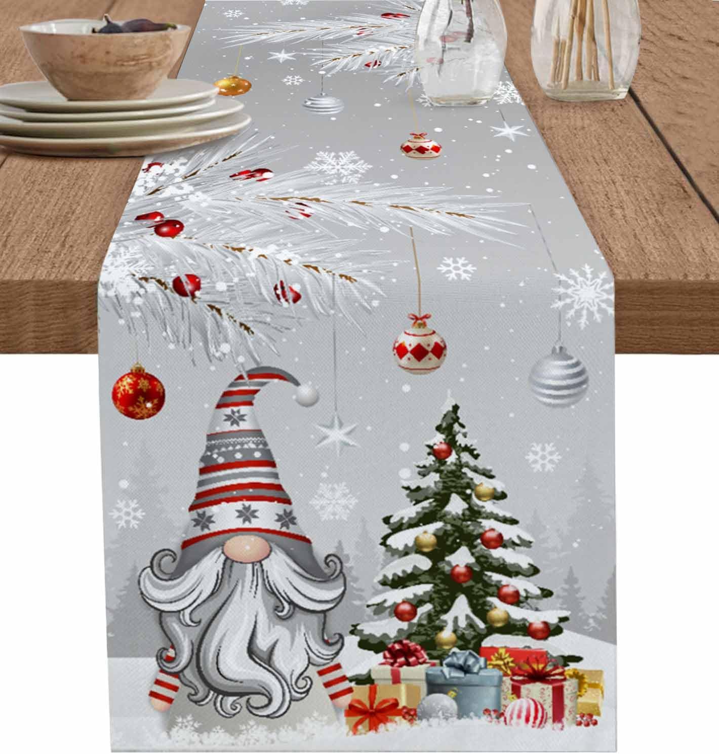 Christmas Gray Gnomes Linen Ta - Linum Home Textiles ulasan dan harga