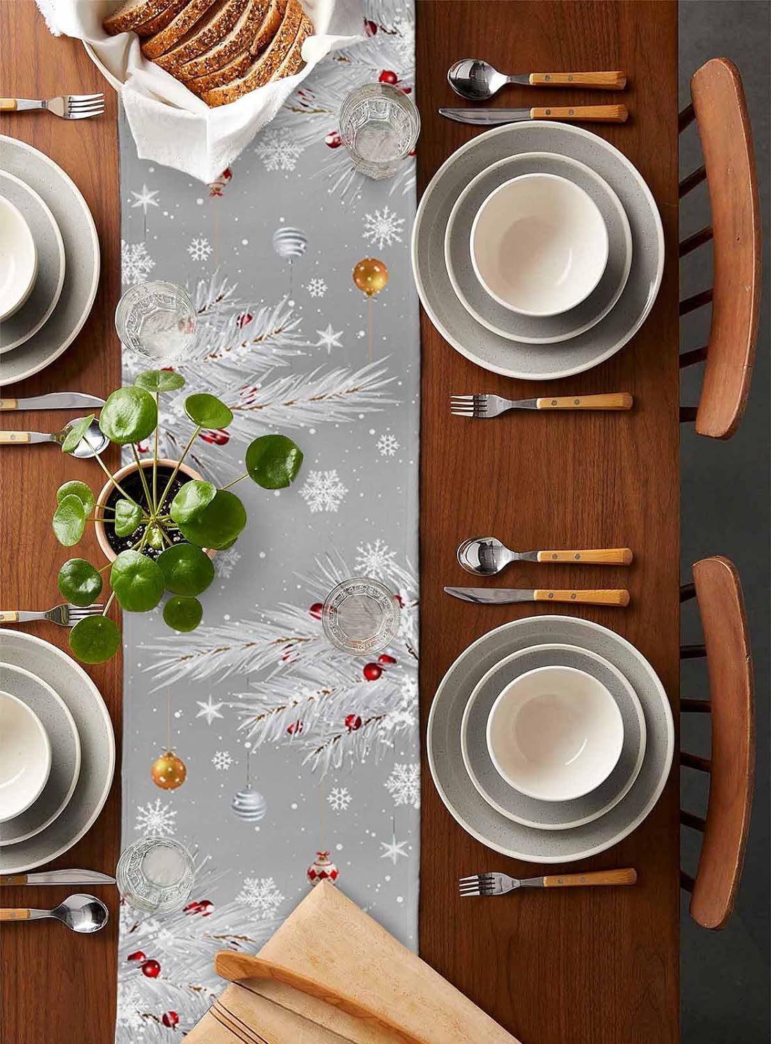 Christmas Gray Gnomes Linen Ta - Linum Home Textiles ulasan dan harga
